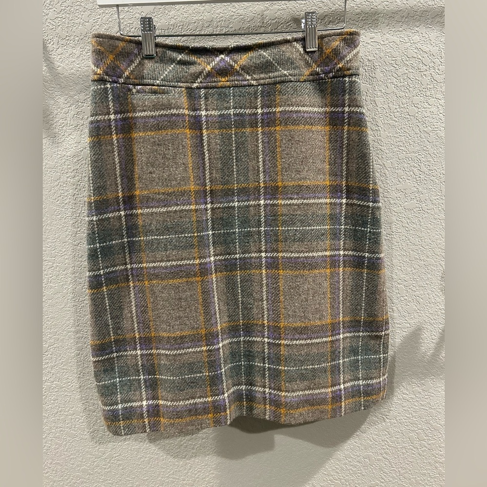 L.L. Bean Plaid Mini Skirt - Gray, Brown, and Yellow